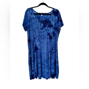Cato Blue Tie-Dye Short Sleeve Dress size 18/20W